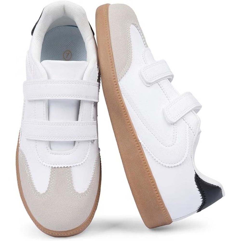 Womens Size 9.5 White Retro Strap Walking Sneakers Casual Tennis Shoes New